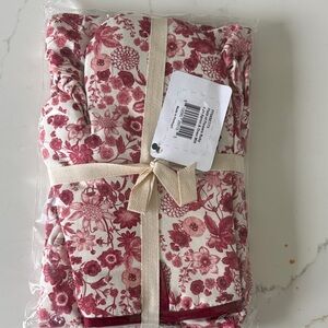 Floral Printed Kitchen Towel Set in Dusty Rose